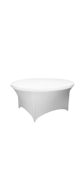 60 Round Table  with White Spandex Cover