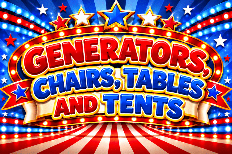 Generators, Chairs, Tables and Tents Generators, Chairs, Tables and Tents